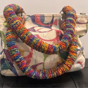 Custom Whimsical Crocheted Handle Vintage Multicolor Y2K style 2010 Coach 23372
